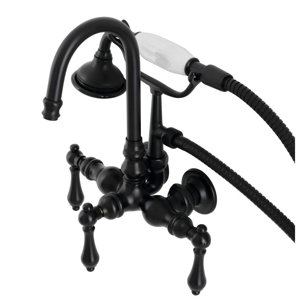 Matte Black Vintage Wall Mount Clawfoot Tub Faucet with Hand Shower