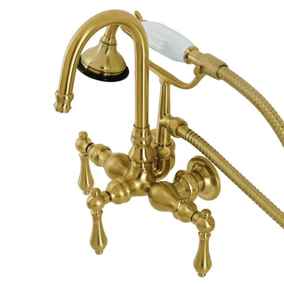 Kingston Brass AE7T7 Aqua Vintage Wall Mount Clawfoot Tub Faucet, Brushed Brass