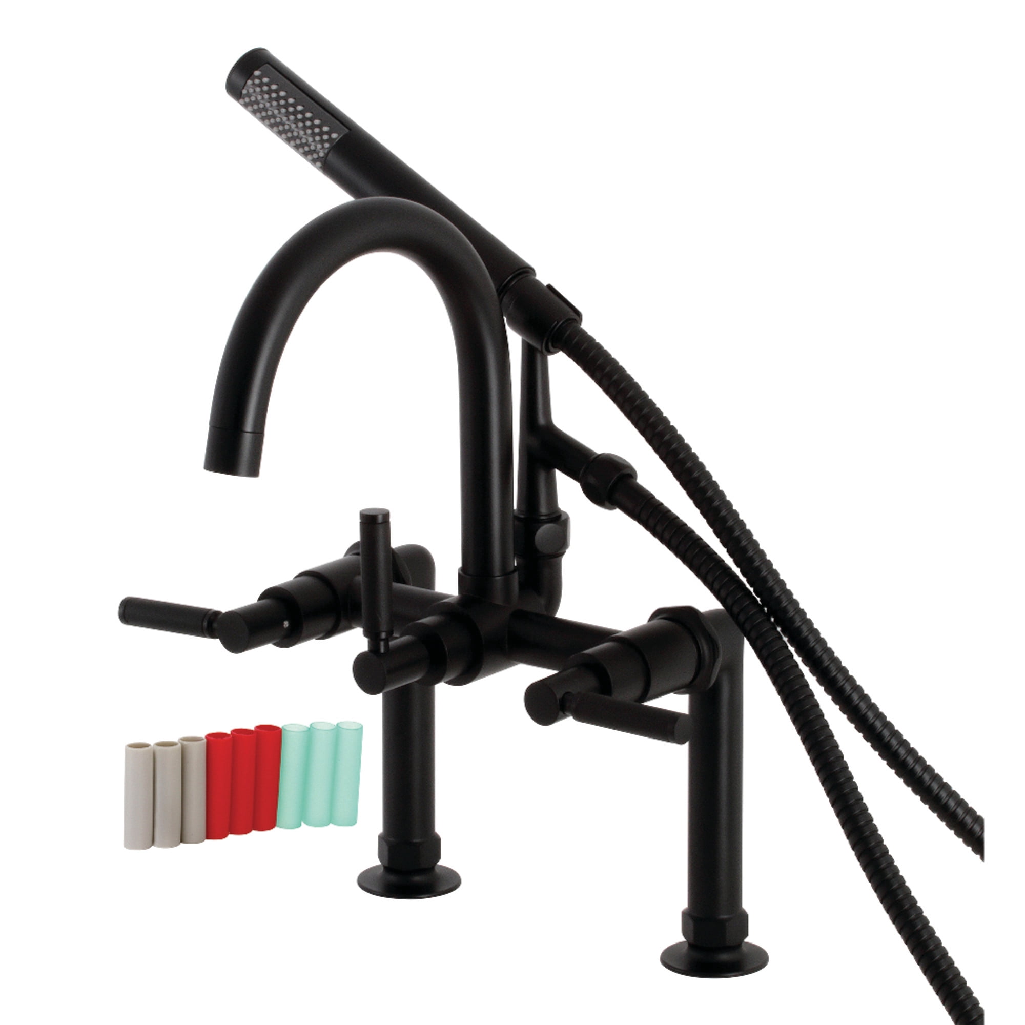 Aqua Vintage AE8100DKL Kaiser 7" Center Deck-Mount Clawfoot Tub Faucet with Hand Shower, Matte Black