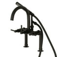thumbnail image 1 of Aqua Vintage AE8100DL Concord 7" Center Deck-Mount Clawfoot Tub Faucet with Hand Shower, Matte Black, 1 of 8