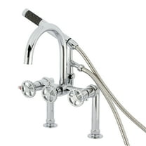 Kingston Brass AE8101CG Fuller 7" Center Deck-Mount Clawfoot Tub Faucet with Hand Shower, Polished Chrome