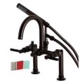 thumbnail image 1 of Aqua Vintage AE8105DKL Kaiser 7" Center Deck-Mount Clawfoot Tub Faucet with Hand Shower, Oil Rubbed Bronze, 1 of 5
