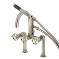 thumbnail image 1 of Kingston Brass AE8108RKX Webb 7" Center Deck-Mount Clawfoot Tub Faucet with Knurled Handle and Hand Shower, Brushed Nickel, 1 of 6