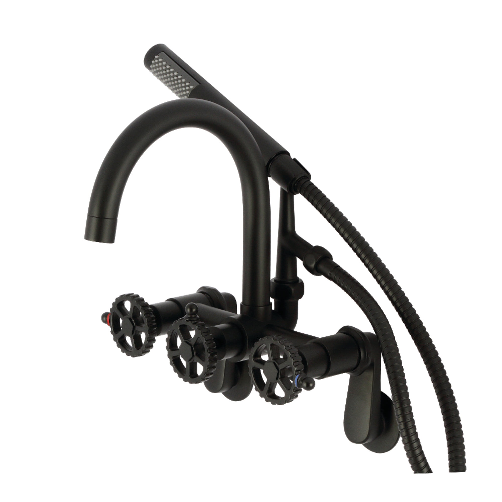 Kingston Brass AE8150CG Fuller 7-Inch Adjustable Wall Mount Clawfoot Tub Faucet, Matte Black