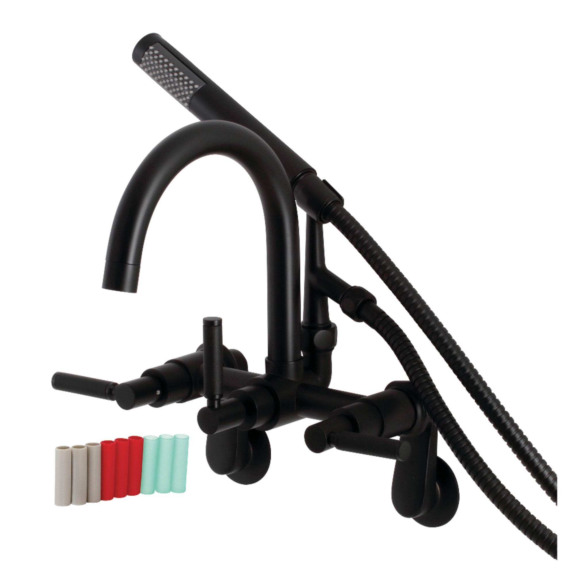 Aqua Vintage AE8150DKL Kaiser 7-Inch Adjustable Wall Mount Clawfoot Tub Faucet, Matte Black
