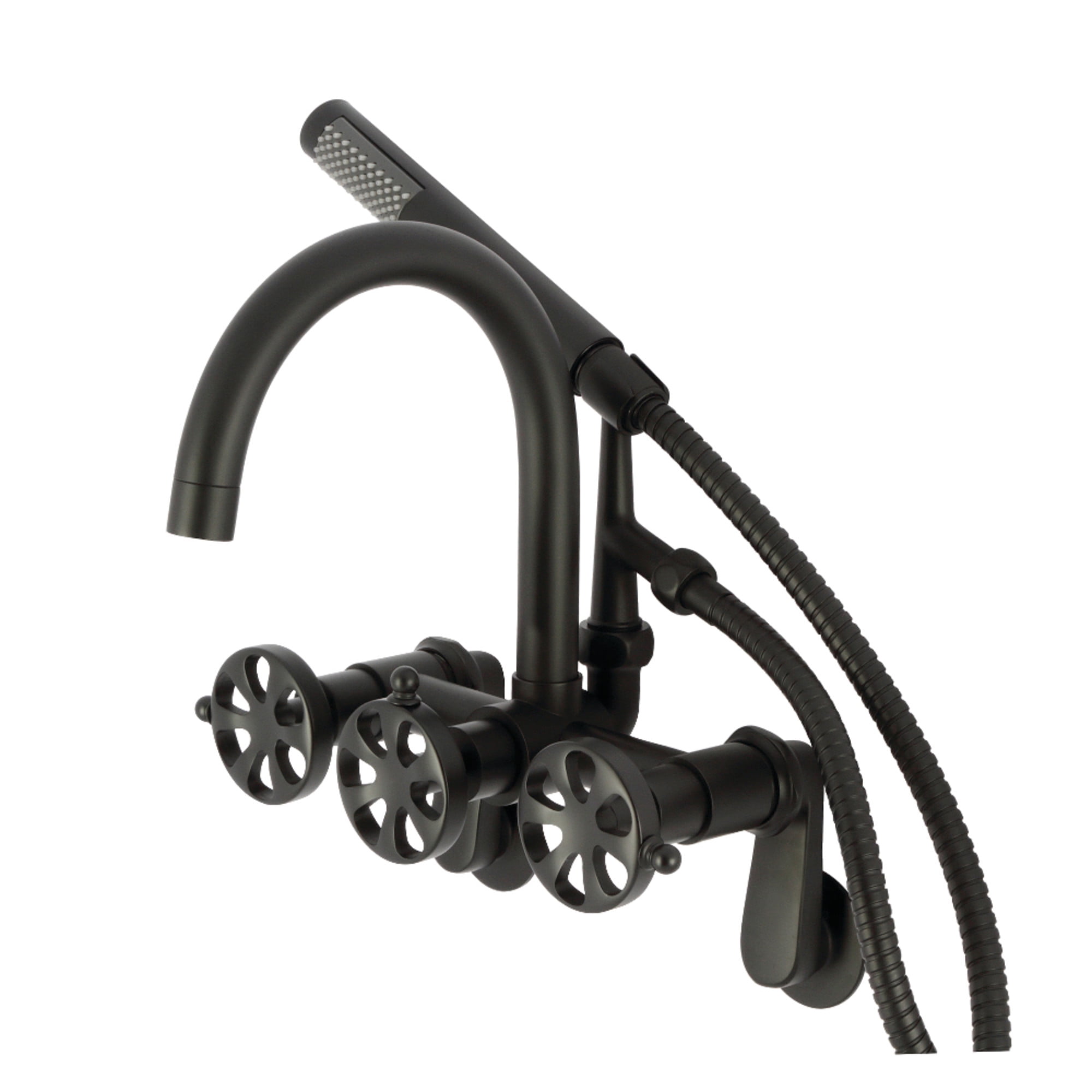 Kingston Brass AE8150RX Belknap 7-Inch Adjustable Wall Mount Clawfoot Tub Faucet, Matte Black