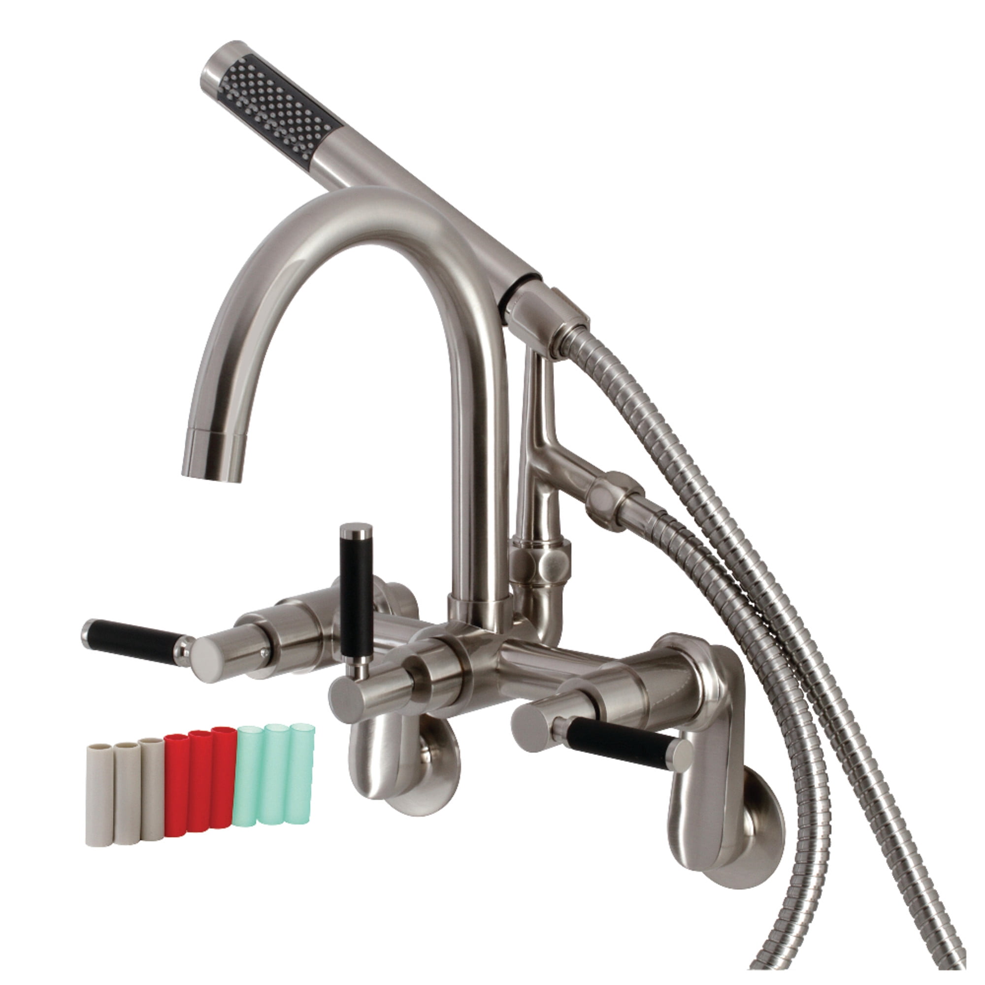 Aqua Vintage AE8158DKL Kaiser 7-Inch Adjustable Wall Mount Clawfoot Tub Faucet, Brushed Nickel