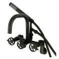 thumbnail image 1 of Kingston Brass AE8450RKX Webb 7-Inch Adjustable Wall Mount Clawfoot Tub Faucet with Knurled Handle and Hand Shower, Matte Black, 1 of 7