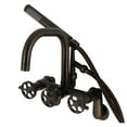 thumbnail image 1 of Kingston Brass AE8455RKX Webb 7-Inch Adjustable Wall Mount Clawfoot Tub Faucet with Knurled Handle and Hand Shower, Oil Rubbed Bronze, 1 of 7