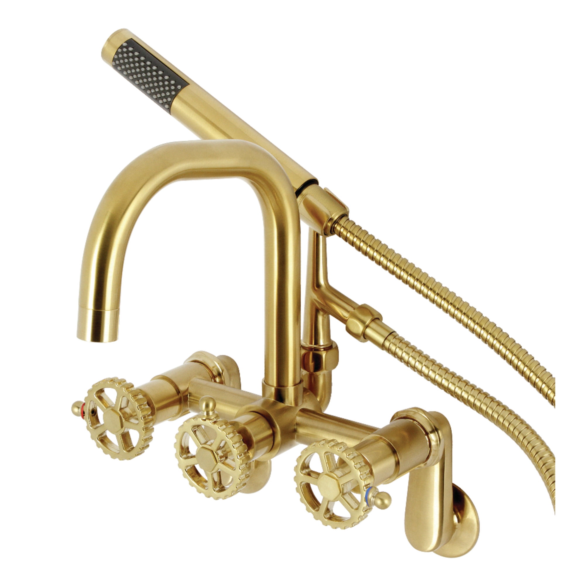 Kingston Brass AE8457CG Fuller Wall Mount Clawfoot Tub Faucet, Brushed Brass