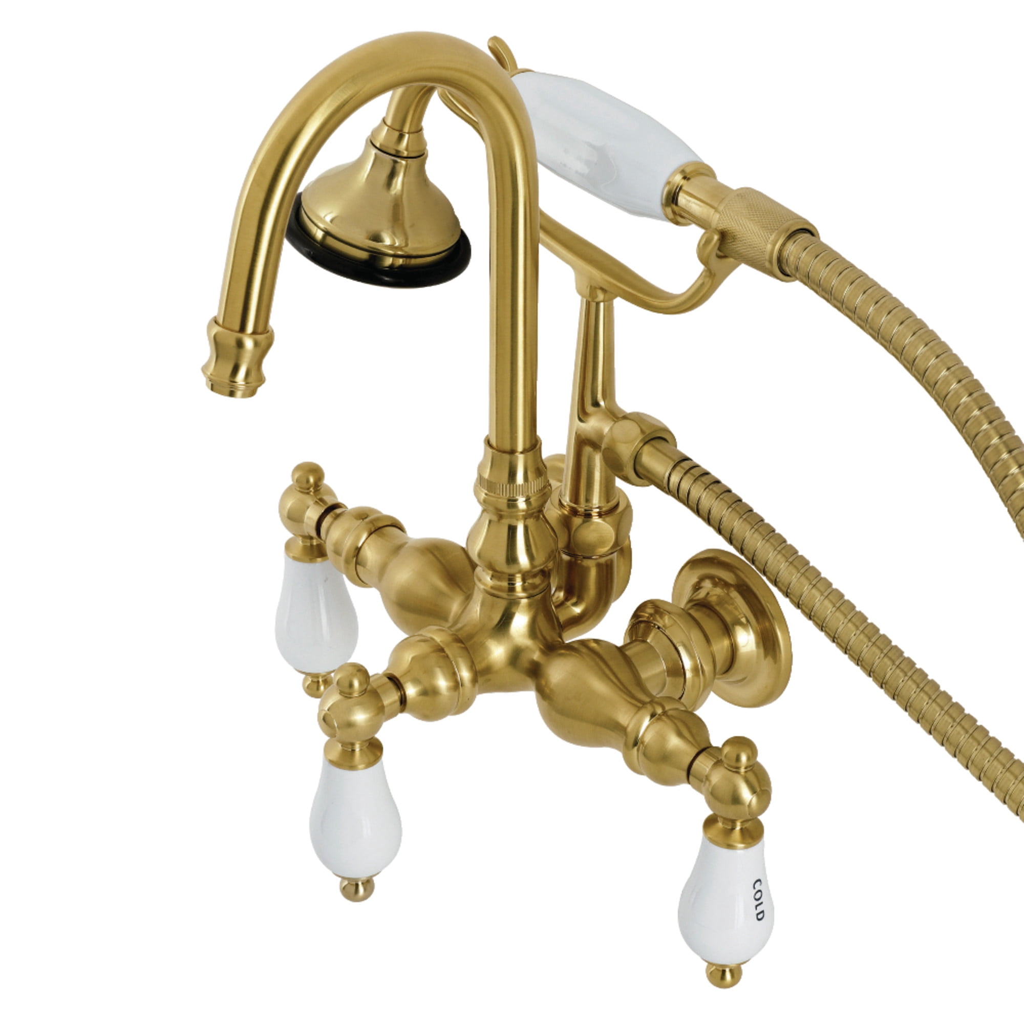 Kingston Brass AE9T7 Aqua Vintage Wall Mount Clawfoot Tub Faucet, Brushed Brass