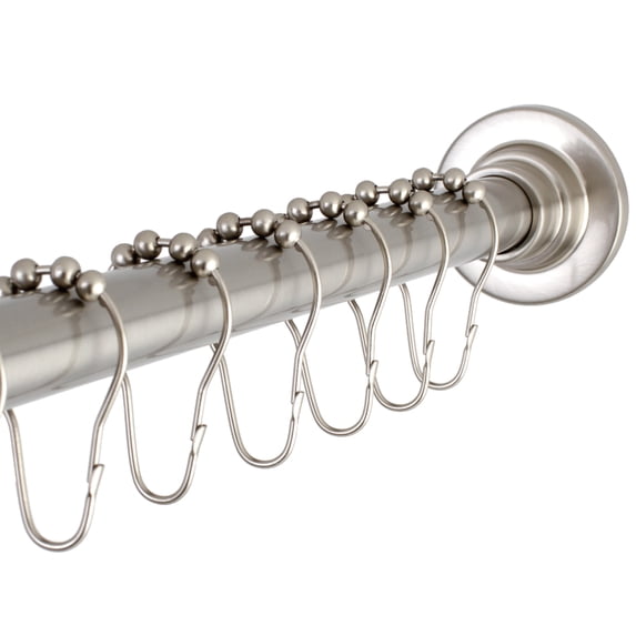 Kingston SCC3118 Edenscape 60-Inch to 72-Inch Adjustable Shower Curtain Rod with Rings in Brushed Nickel