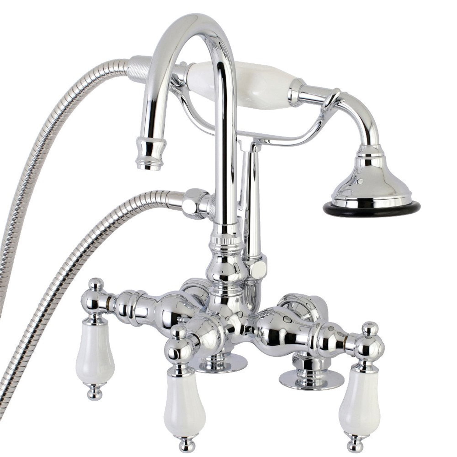 Polished Chrome Vintage Clawfoot Tub Faucet with Hand Shower