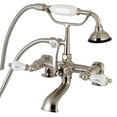 thumbnail image 1 of Aqua Vintage AE207T8 Aqua Vintage 7" Center Deck-Mount Clawfoot Tub Faucet with Hand Shower, Brushed Nickel, 1 of 5