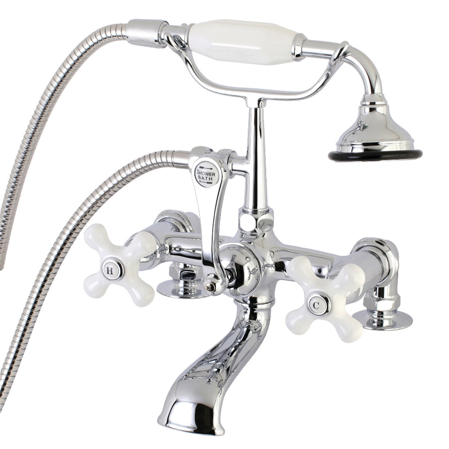 Polished Chrome Clawfoot Tub Faucet with Hand Shower