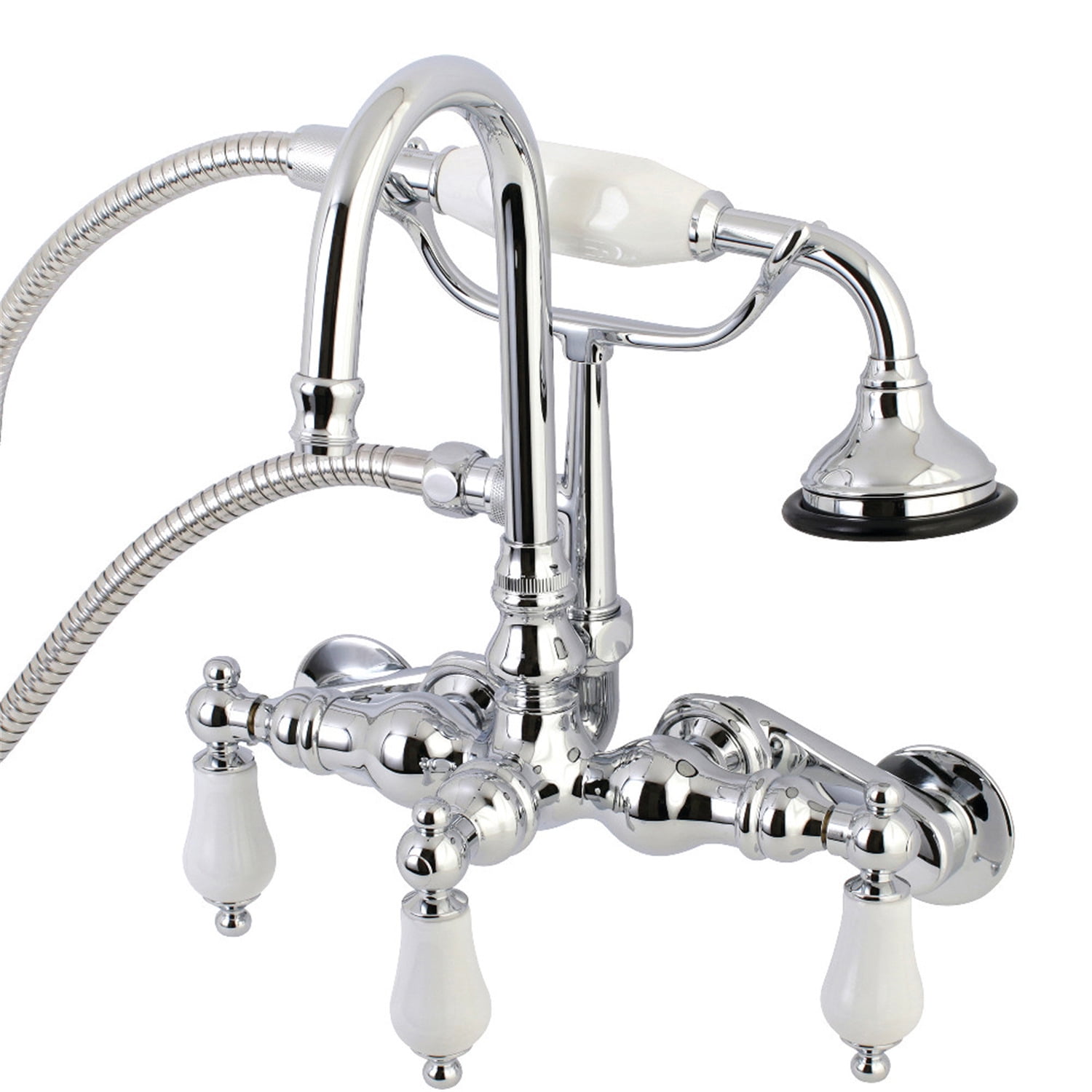 Polished Chrome Vintage Wall Mount Clawfoot Tub Faucet