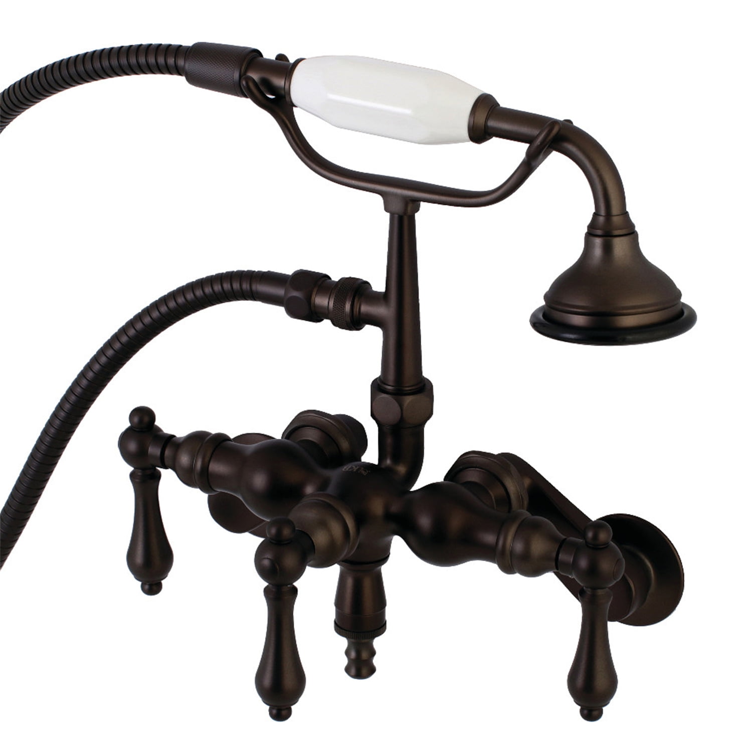 Oil Rubbed Bronze Vintage Wall Mount Clawfoot Tub Faucet with Hand Shower