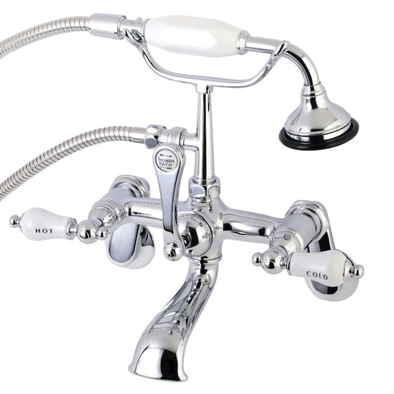 Kingston Brass Wall-Mount Clawfoot Tub Faucets With Polished Chrome AE54T1