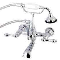 Kingston Brass Wall-Mount Clawfoot Tub Faucets With Polished Chrome AE552T1