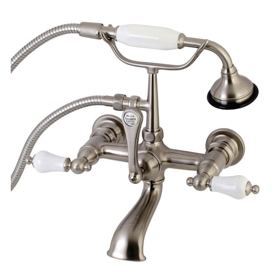 Kingston Brass Wall-Mount Clawfoot Tub Faucets With Brushed Nickel AE553T8