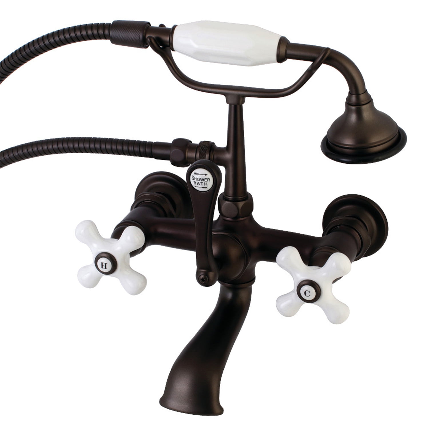 Oil Rubbed Bronze Wall Mount Clawfoot Tub Faucet with Hand Shower