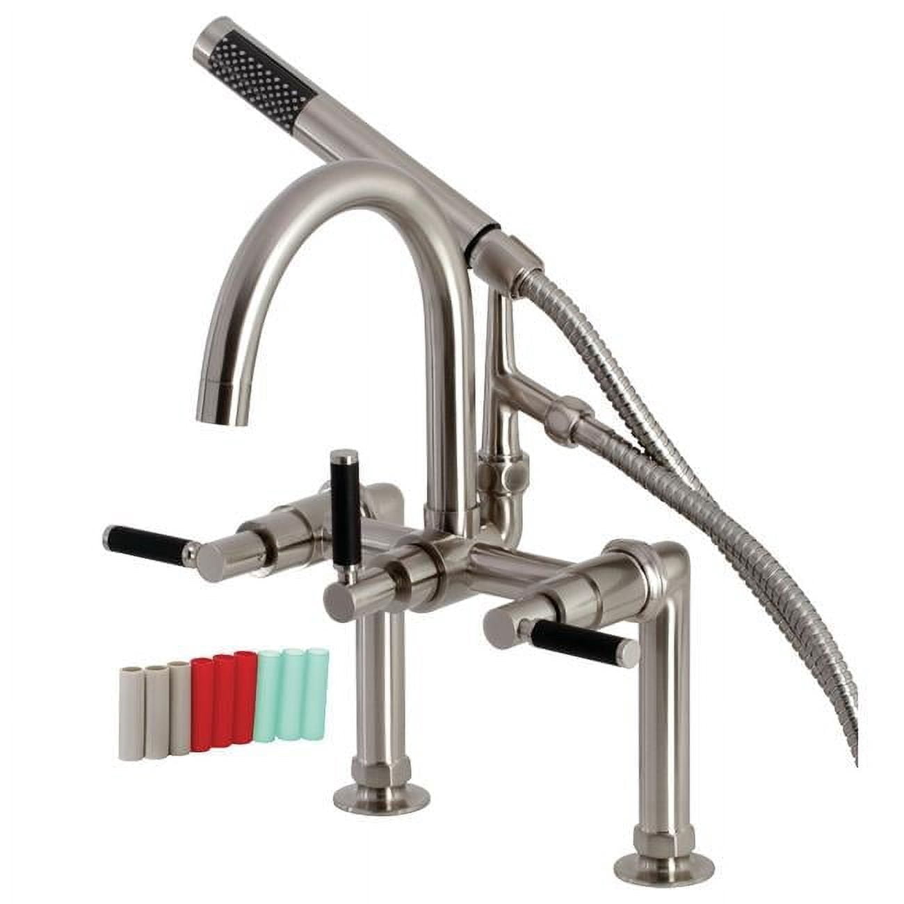 Kingston Brass AE8108DKL 7 in. Aqua Vintage Kaiser Deck Mount Clawfoot Tub Faucet, Brushed Nickel