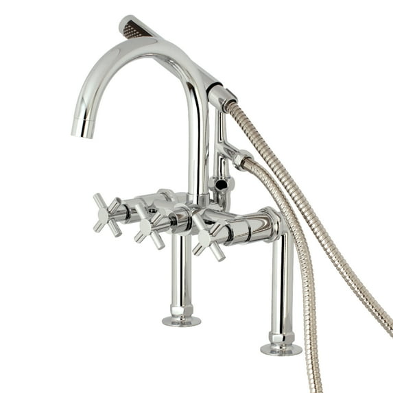 Aqua Vintage AE8101DX Concord 7" Center Deck-Mount Clawfoot Tub Faucet with Hand Shower, Polished Chrome