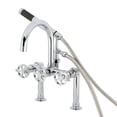 thumbnail image 1 of Kingston Brass AE8101RKX Webb Three-Handle 2-Hole Deck-Mount Clawfoot Tub Faucet with Knurled Handle and Hand Shower in Polished Chrome, 1 of 8