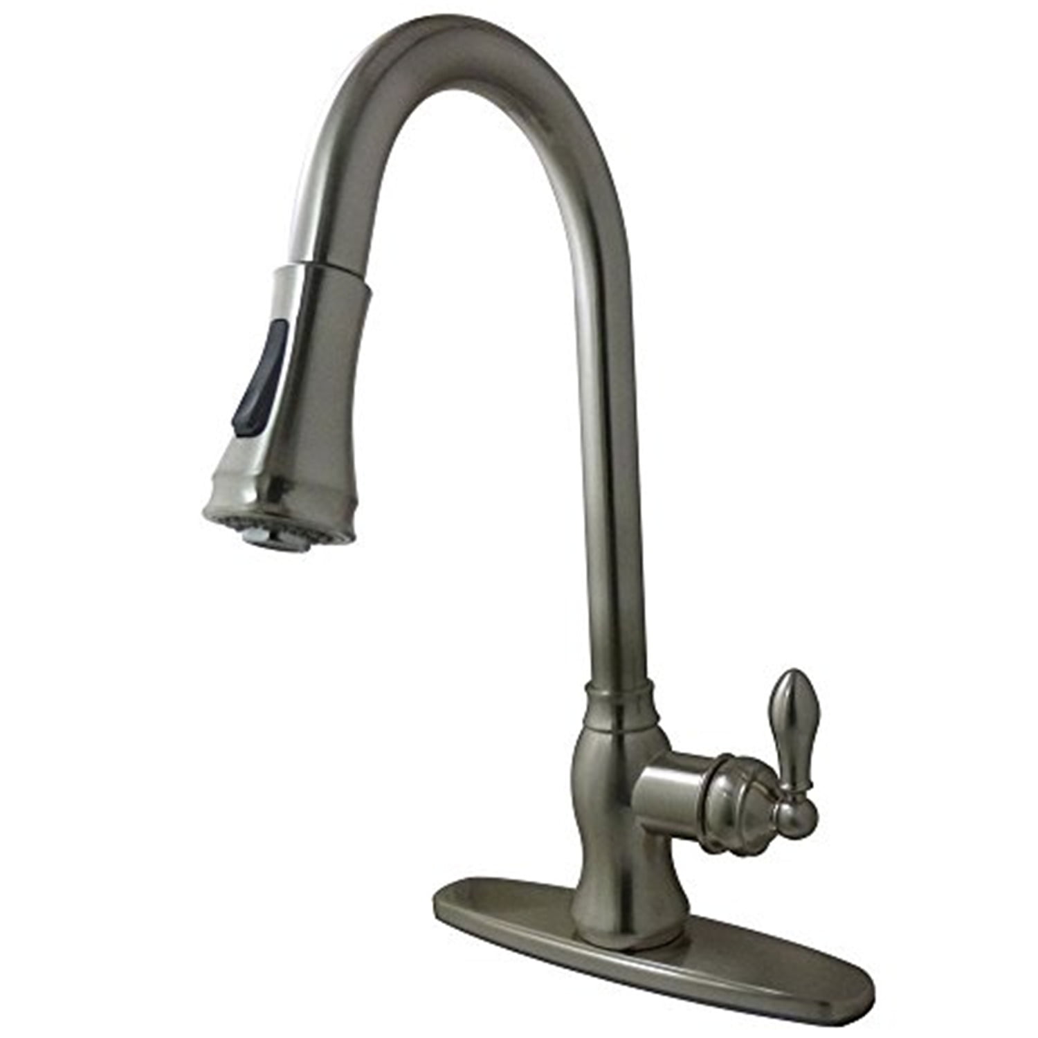 Gourmetier American Classic Single-Handle Kitchen Faucet With Brass Sprayer - Brushed Nickel Finish 2 thumbnail image