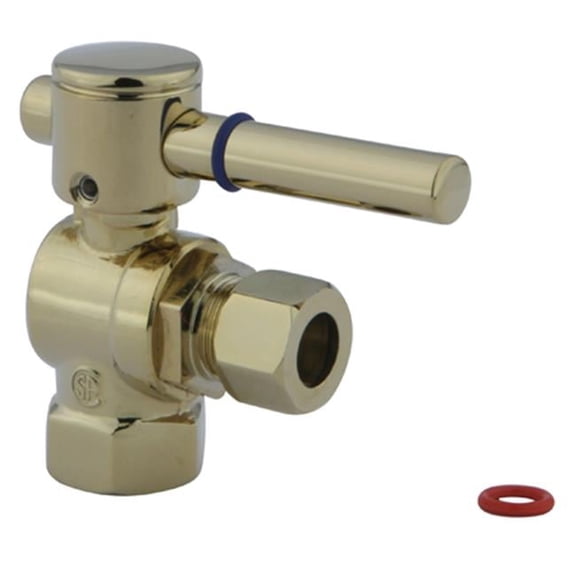 Kingston Brass  Angle Stop with .37 in. IPS x .37 in. OD Compression - Polished Brass