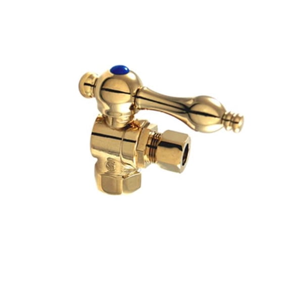 Kingston Brass  Angle Stop with .37 in. IPS x .37 in. OD Compression - Polished Brass