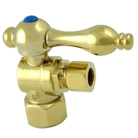 Kingston Brass  Angle Stop with .5 in. IPS x .37 in. OD Compression - Polished Brass