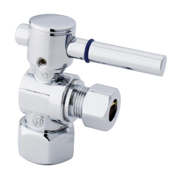 Kingston Brass  Angle Stop with .5 in. IPS x .37 in. OD Compression - Polished Chrome
