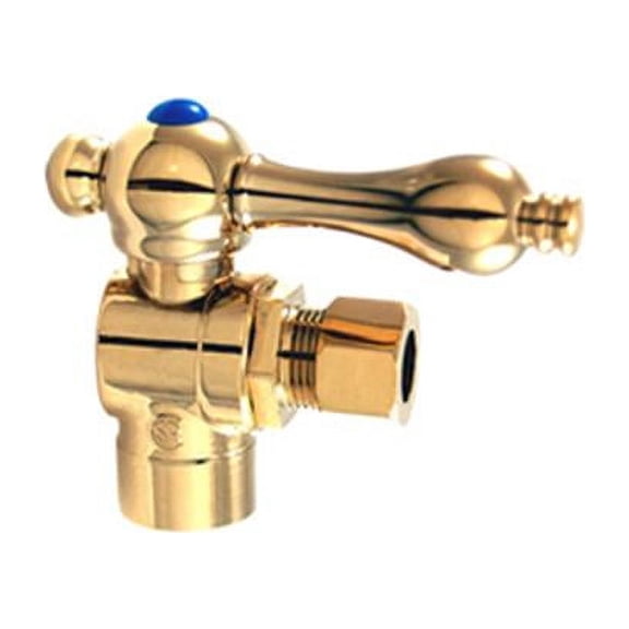 Kingston Brass  Angle Stop with .5 in. Sweat x .37 in. OD Compression - Polished Brass