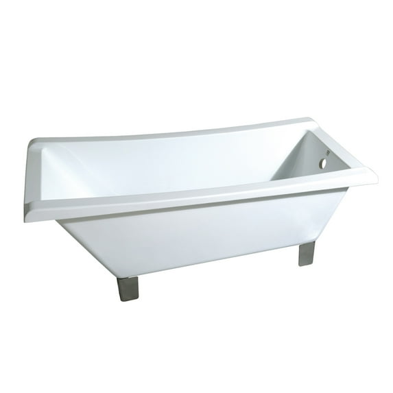 Kingston Brass Aqua Eden 67" Acrylic Clawfoot Square Tub with Satin Nickel Feet