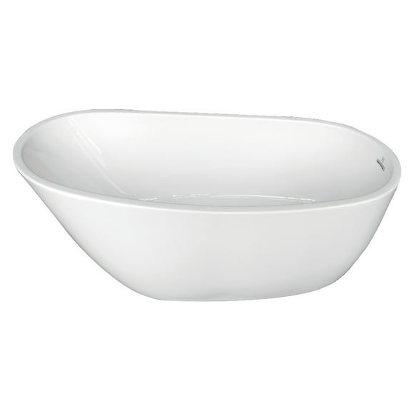 Kingston Brass VTRS683128 68-Inch Acrylic Oval Single Slipper Freestanding Tub with Drain in Glossy White
