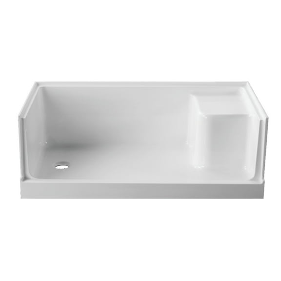 Kingston Brass Aqua Eden VTSB603221L, White 60" x 32", Anti-Skid Single Threshold Shower Base