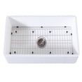 thumbnail image 1 of Gourmetier KGKFA301810BC Arcticstone 30-Inch Solid Surface White Stone Apron-Front Single Bowl Farmhouse Kitchen Sink with Strainer and Grid in Matte White/Brushed, 1 of 7