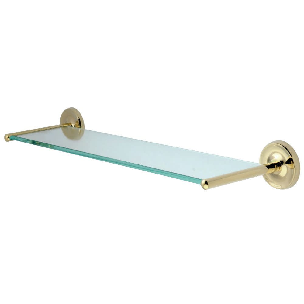 Elegant Brass Finish Rectangular Glass Bathroom Wall Shelf