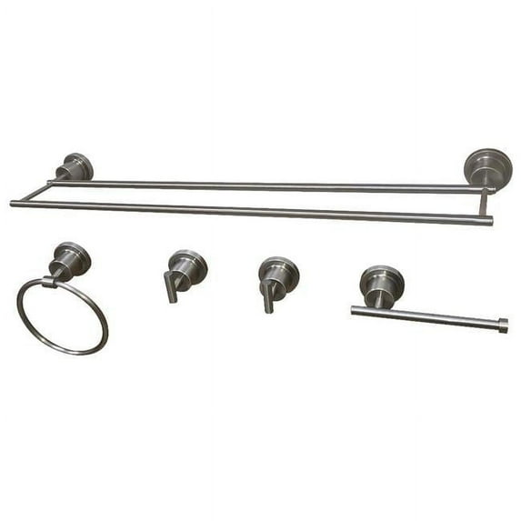 Kingston Brass Concord 5-Piece Bathroom Accessory Set, Brushed Nickel, Includes Towel Bar and Hooks