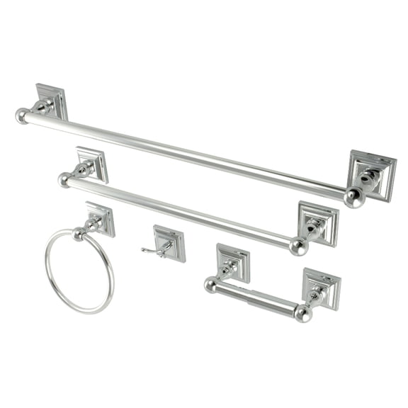 Kingston Brass BAHK3212478C Serano 5-Piece 18-Inch and 24-Inch Towel Bars Bathroom Accessory Set in Polished Chrome