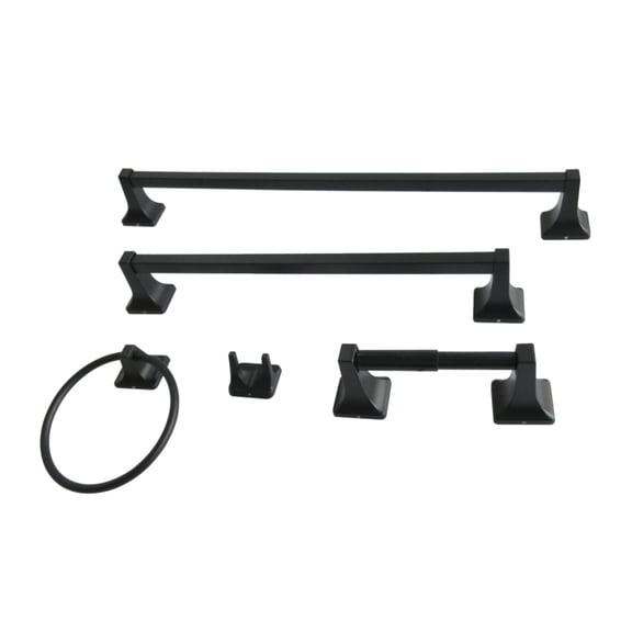 Kingston Brass BAHK60212478K Milton 5-Piece 18" and 24" Towel Bars Bathroom Accessory Set, Matte Black