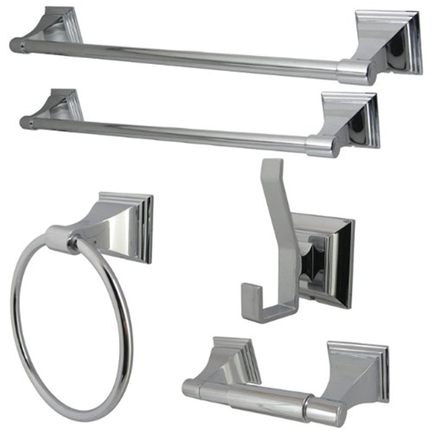 Kingston Brass Bahk61212478c Monarch 5 Piece Towel Bar Bath Set Polished Chrome