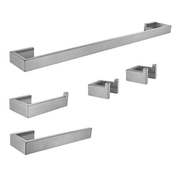 Kingston Brass BAHK6424778BN Lasdun 5-Piece 18" Towel Bar Bathroom Accessory Set, Brushed Nickel