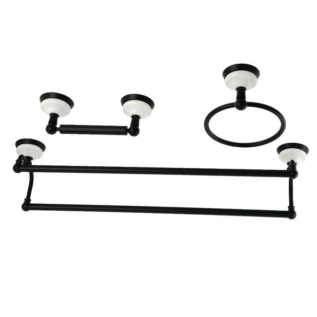 Victorian Matte Black 3-Piece Metal Bathroom Hardware Set
