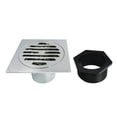 thumbnail image 1 of Kingston BSF4262C Watercourse Symmetric 4-Inch Brass Square Grid Shower Drain with Hair Strainer in Polished Chrome, 1 of 6
