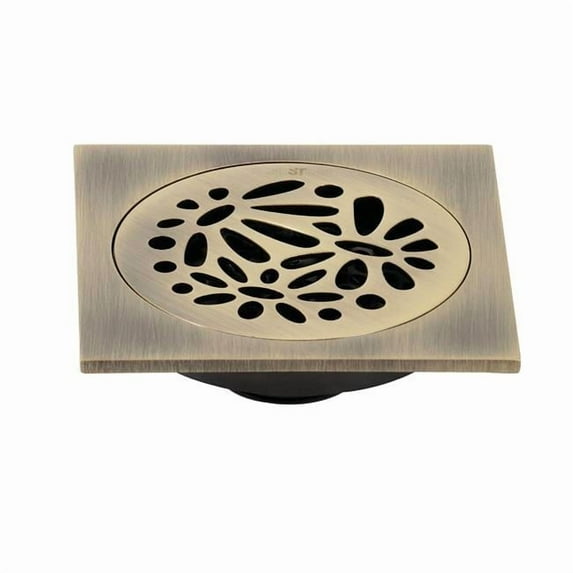 Kingston Brass Watercourse Floral 4" Square Grid Shower Drain BSF6360AB