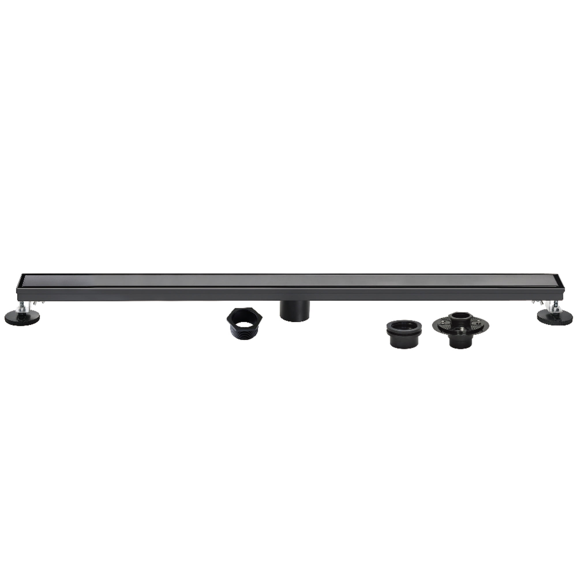 Kingston Brass BSFK6020 Watercourse 60-Inch Stainless Steel Linear Shower Drain with Reversible Tile Insert and Flat Grate, Drain with Base Flange and Hair Strainer in Matte Black