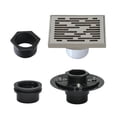 thumbnail image 1 of Kingston Brass BSFK6310BN Watercourse 4-Inch Brass Square Grid Shower Drain with Hair Strainer and Base Flange in Brushed Nickel, 1 of 5