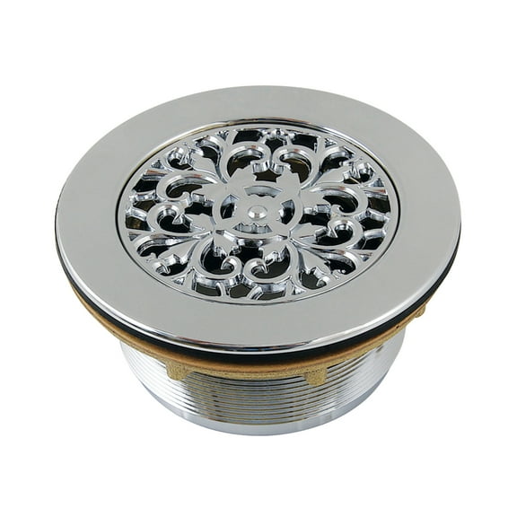 Kingston Brass BSFT4131 Watercourse 4-1/4-Inch Brass Round Grid Shower Base Drain with Flange in Polished Chrome